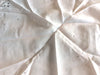 Circular Cloth:  White Embroidered Linen with Lace Insets and Lace Edging