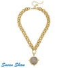 Susan Shaw Gold Chain Necklace with Vintage Indian Head Coin Pendant