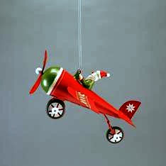 Ornament:  Asst Santa, Moose in Bi-Plane
