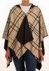 Rainrap: Waterproof poncho with pouch black/camel plaid