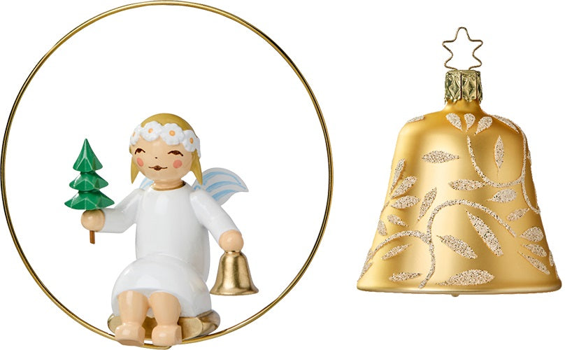 Angel in Ring with little Tree and Bell
