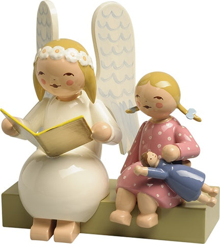 Marguerite Angel on Bench with Girl