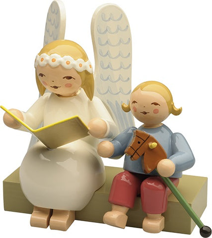 Marguerite Angel on Bench with Boy