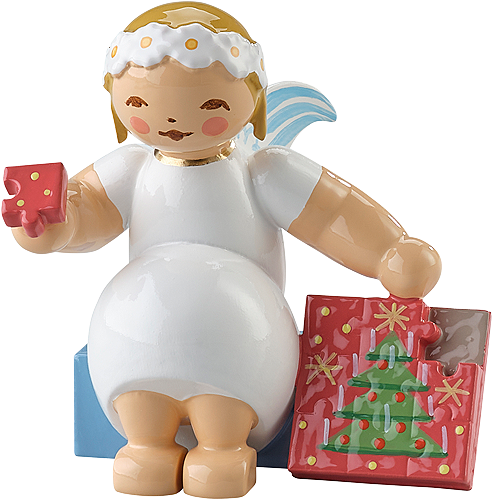 Marguerite Angel sitting with Jigsaw puzzle