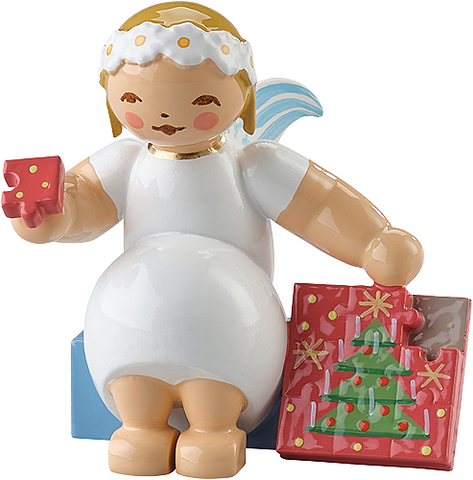 Marguerite Angel sitting with Jigsaw puzzle