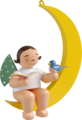 Grunheinichen  Suspended Angel with Songbook and bird on Moon