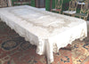 Table Cloth:  Exquisite Ecru cloth with all over intricate lace inlay and beautiful lace edging
