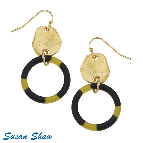 Susan Shaw Handcast Gold and Tortoiseshell Earrings