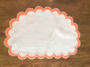 Placemats and Napkins:  Shrimp and White Polyestrer and Cotton Shell shaped.  Set of 8