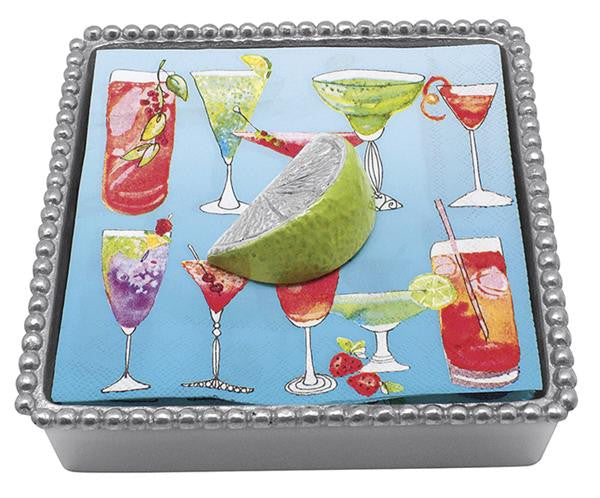 Mariposa  Napkin Box Beaded Green Lime