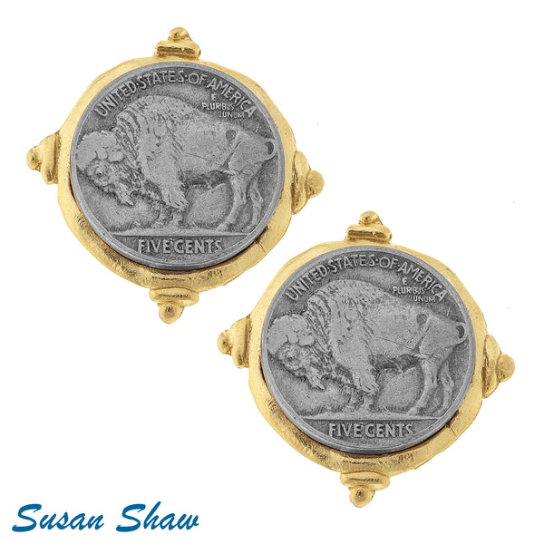 Susan Shaw Gold/Silver Buffalo Clip Earring