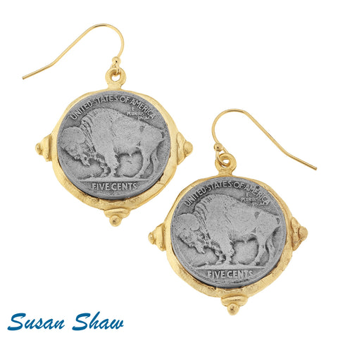 Susan Shaw Gold/Silver Buffalo Wire Earring