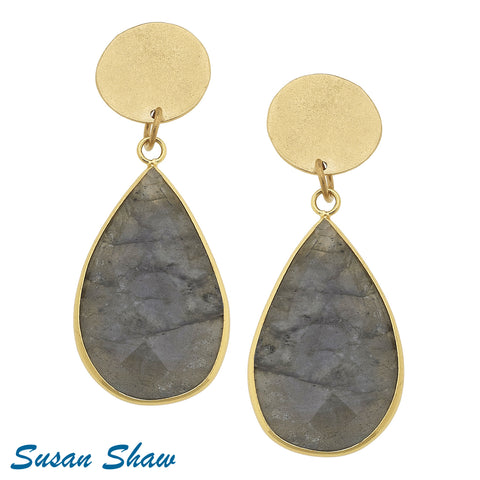 Susan Shaw  Gold Wire Earring with Peridot Drop