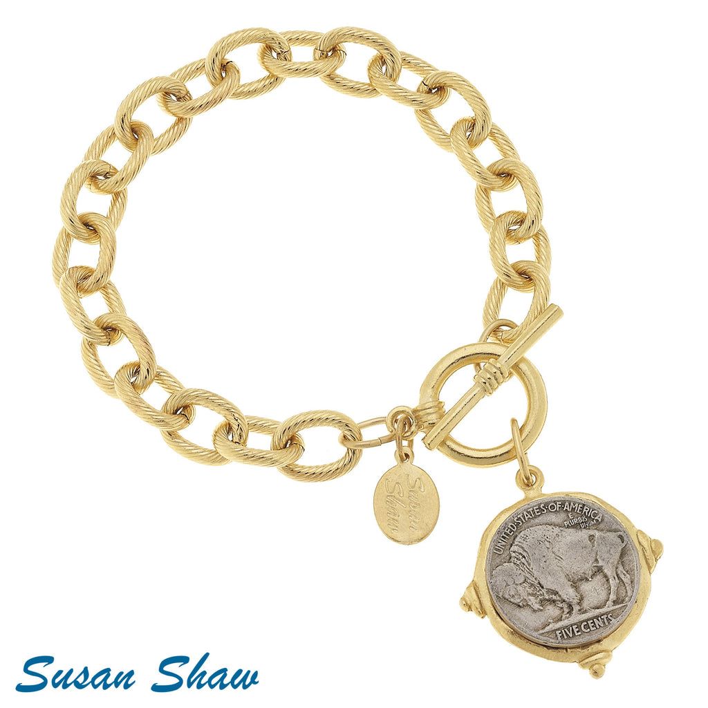 Susan Shaw Gold/Silver Buffalo Chain Bracelet
