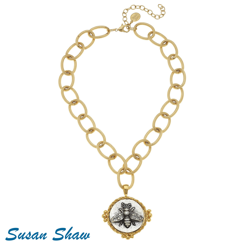 Susan Shaw Handcast Gold/Silver Rope Bee,  Necklace