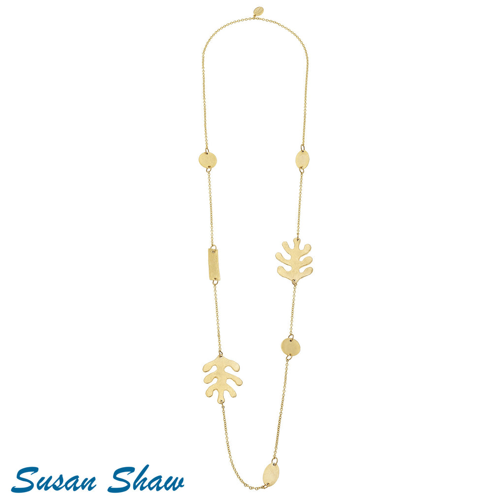 Susan Shaw Handcast Gold 36” Matisse Inspired Leaf Necklace