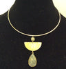 Susan Shaw Gold Half Circle Labradorite Drop Neck ring