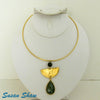 Susan Shaw Gold Half Circle Labradorite Drop Neck ring