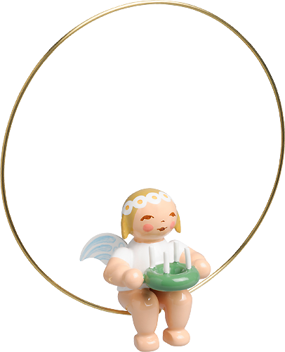 Christmas Tree Angel in Ring with Wreath (tree ornament)
