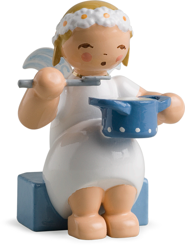 Wendt and Kuhn Marguerite Angel, sitting, with Saucepan