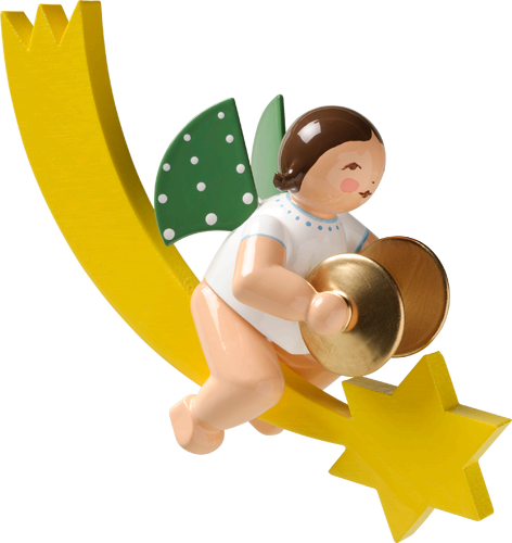 Wendt and Kuhn Ornament:  Angel with Cymbals on Comet 3.50