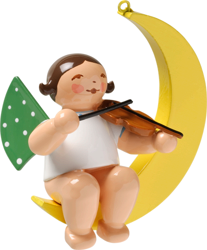 Wendt and Kuhn Ornament:  Angel Musicians, small, in Moon  1.75