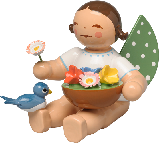 Wendt and Kuhn Angel with Basket of Flowers and Bird