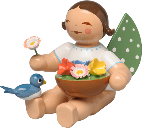 Wendt and Kuhn Angel with Basket of Flowers and Bird