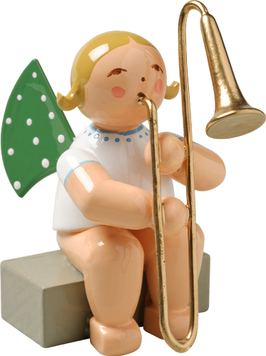 Wendt and Kuhn Grunhainichen Angel with Trombone sitting