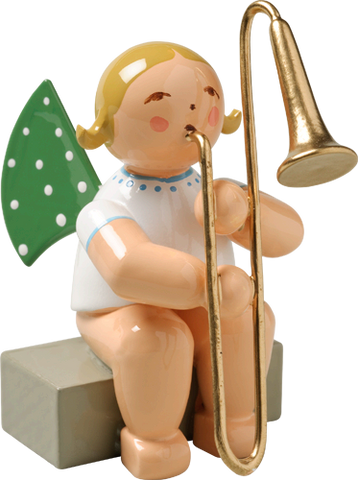 Wendt and Kuhn Grunhainichen Angel with Trombone sitting