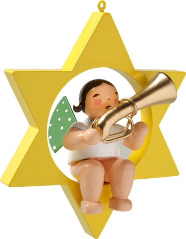 Wendt and Kuhn Ornament:  Angel with Tuba in Star 3.50