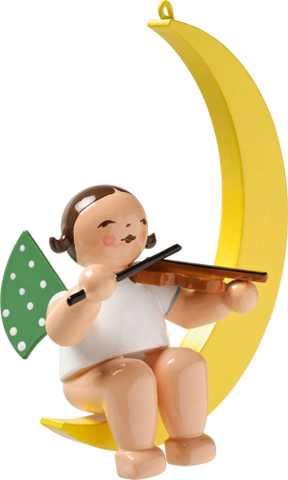 Wendt and Kuhn Ornament:  Angel with Violin in Moon 3.50