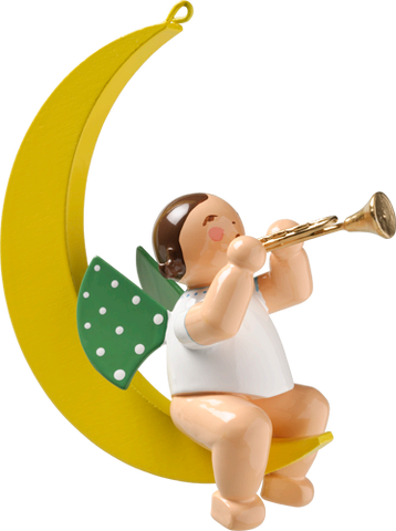 Wendt and Kuhn Ornament:  Angel with Trumpet in Moon 3.50