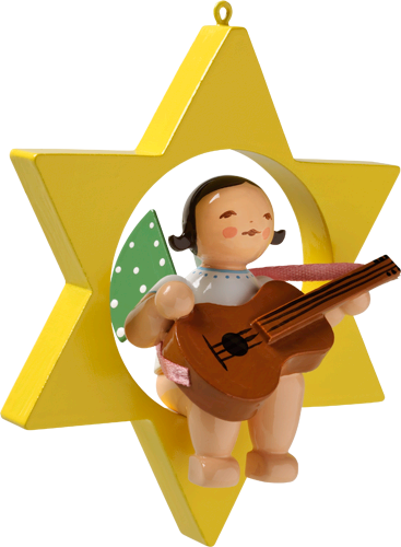 Wendt and Kuhn Ornament:  Angel with Guitar in Star  3.50