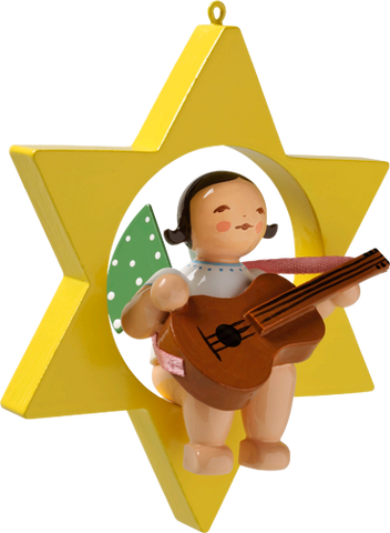 Wendt and Kuhn Ornament:  Angel with Guitar in Star  3.50
