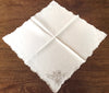 Table Cloth:  Ecru Embroidered Linen