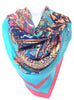 W-100% Silk Collage Scarf Blue