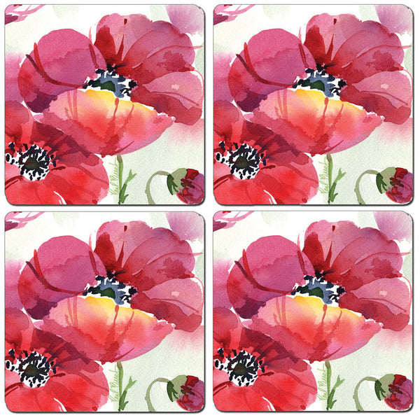 Hardboard Coasters:  Fresh Poppies