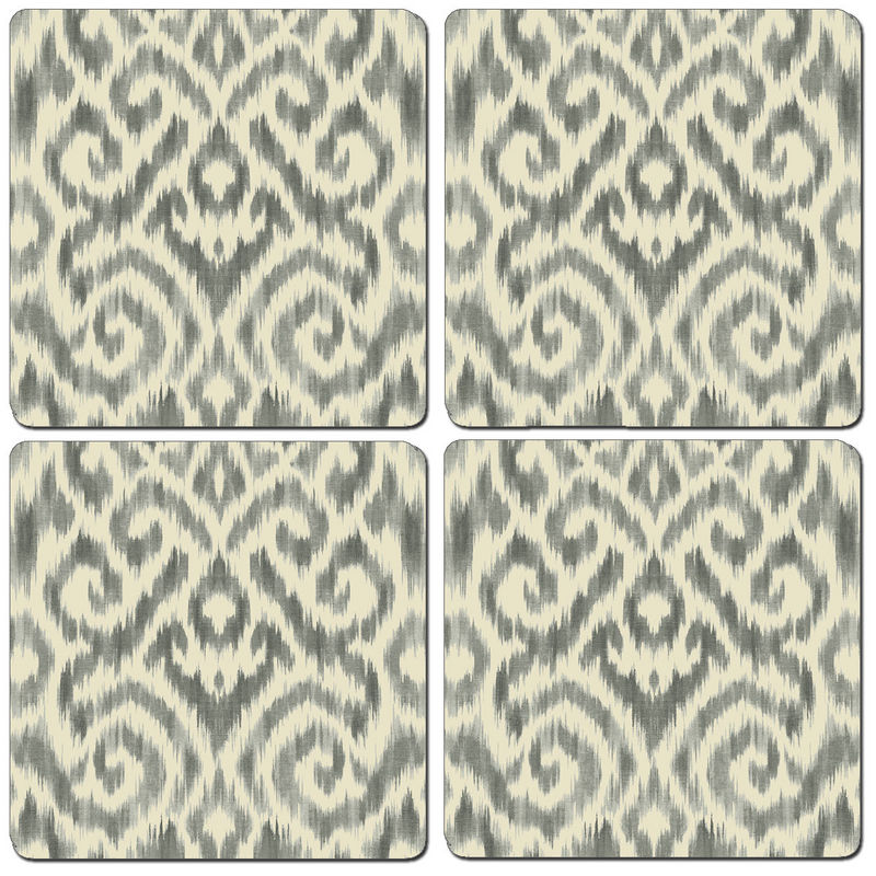Hardboard Coasters:  Ikat Grey