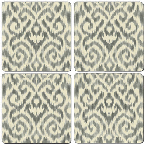 Hardboard Coasters:  Ikat Grey