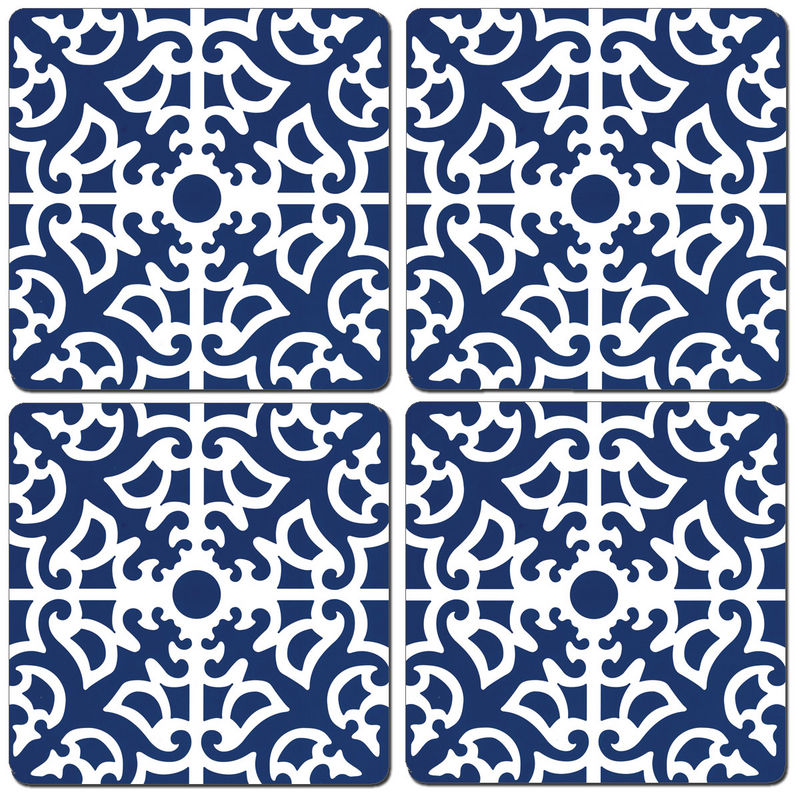Hardboard Coasters:  Parterre Blue