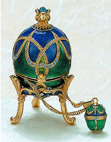 Kubla Crafts Green and Blue Egg Box with Pendant