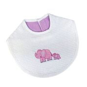 Waffle Bib, Elephant and Baby, Pink