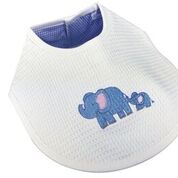 Waffle Bib, Elephant and Baby, Blue
