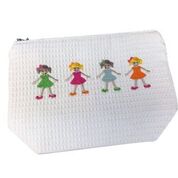 Medium Waffle Straight Top Cosmetic Bag:  Row of Girls
