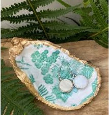 Green Chinoiserie Oyster Shell Trinket dish