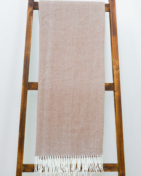 Adirondack Cotton/Acrylic Woven Herringbone Throw:  Toffee