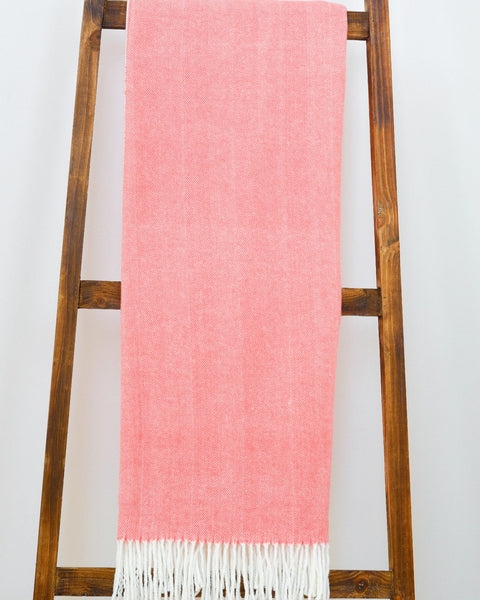 Adirondack Cotton/Acrylic Woven Herringbone Throw:  Coral Island