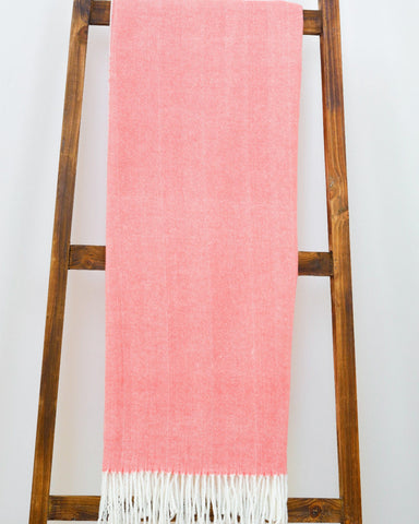 Adirondack Cotton/Acrylic Woven Herringbone Throw:  Coral Cay