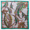 100% Silk Twill Fish and Feather Scarf Aqua